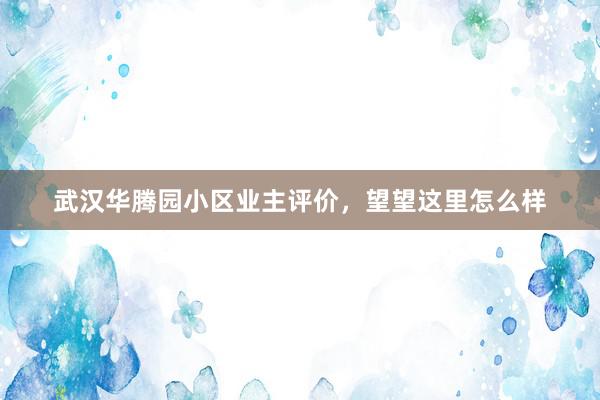 武汉华腾园小区业主评价，望望这里怎么样